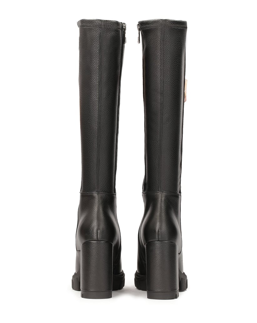 Kazar-Schwarze-Lederstiefel-mit-bequemem-breit-schwarz