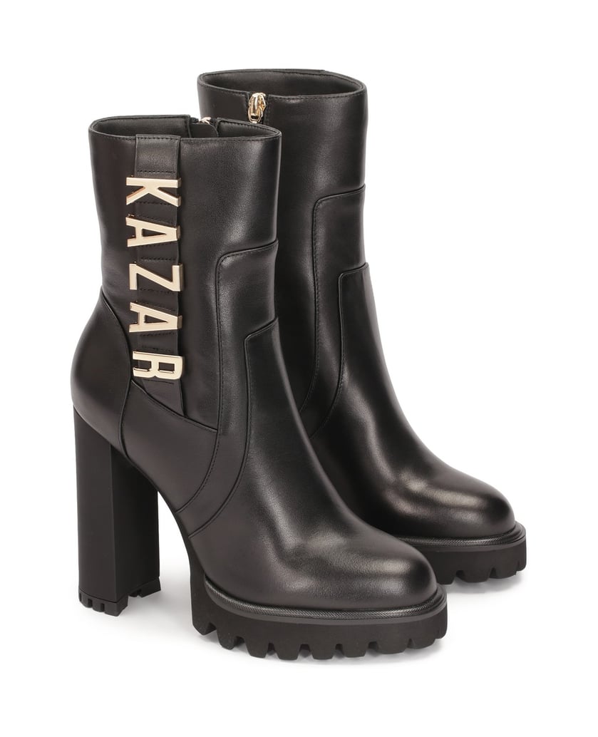 Kazar-Lederstiefel-mit-mattem,-mit-Buchstaben-verziertem-Absatz-schwarz
