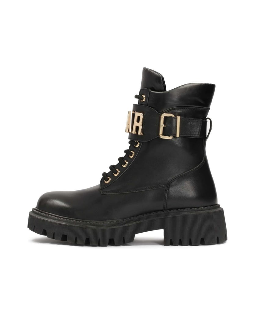 Kazar-Damenstiefel-aus-Leder-mit-Metallbeschri-schwarz