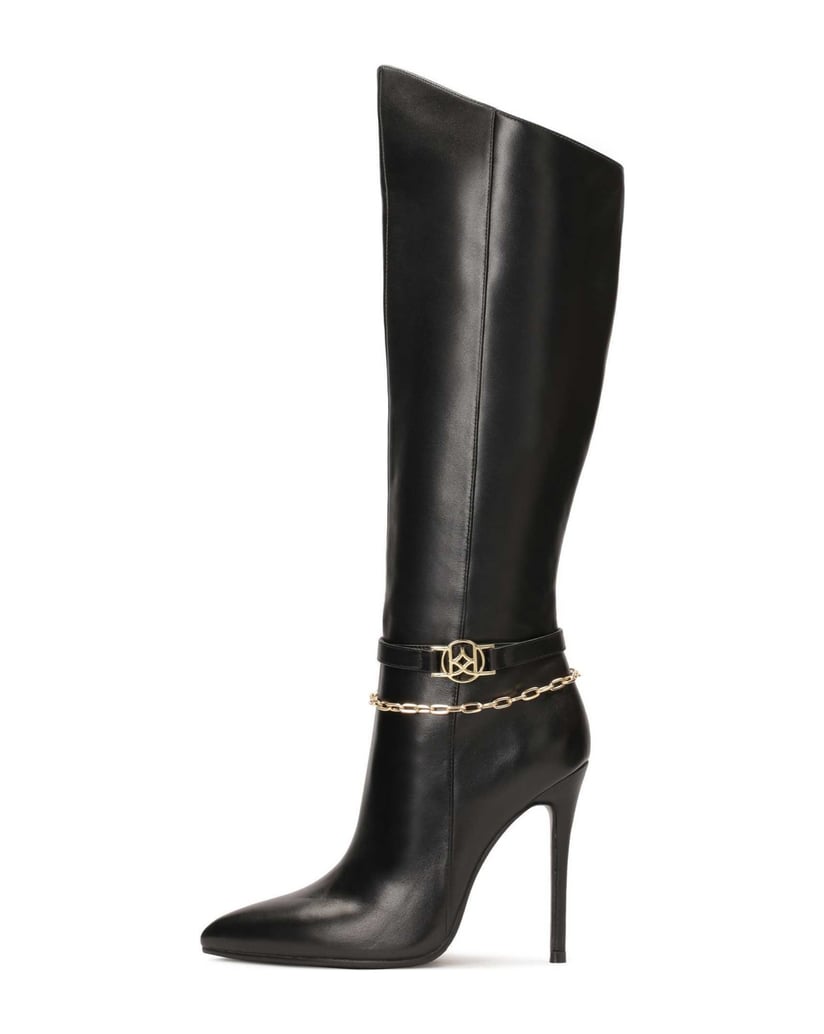 Kazar-Schwarze-hohe-Stiletto-Stiefel-mit-Zierk-schwarz