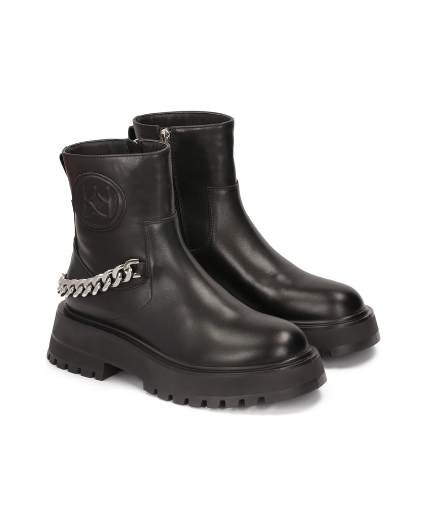 Kazar-Schwarze-Lederstiefel-mit-Reißverschluss