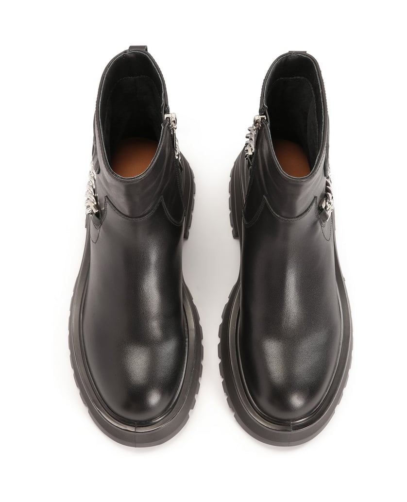 Kazar-Schwarze-Lederstiefel-mit-Reißverschluss