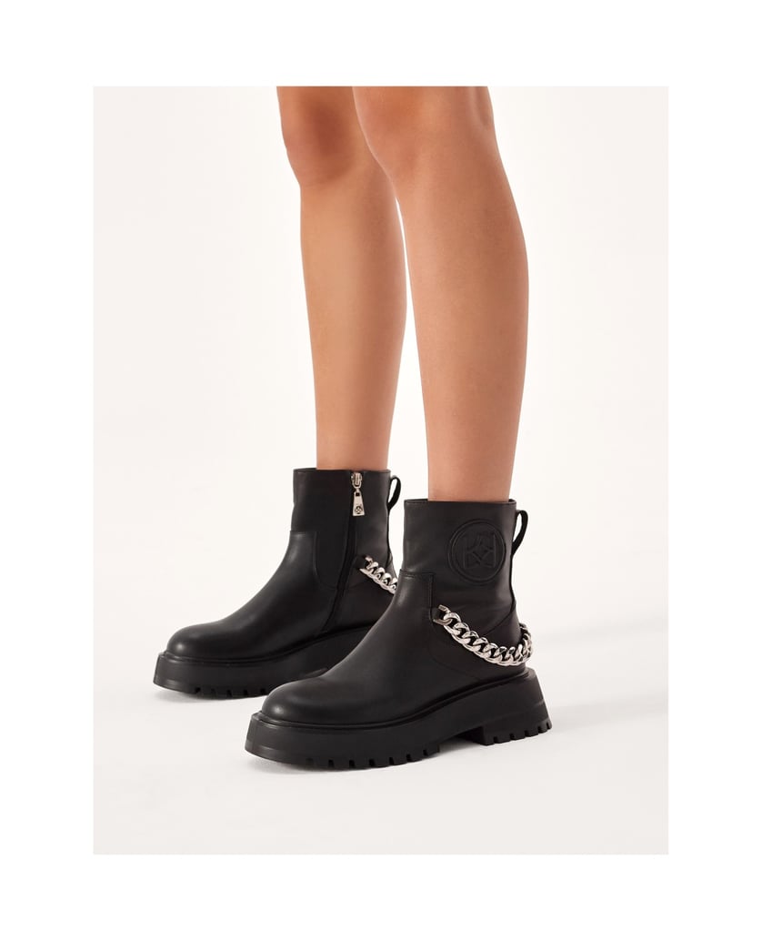 Kazar-Schwarze-Lederstiefel-mit-Reißverschluss