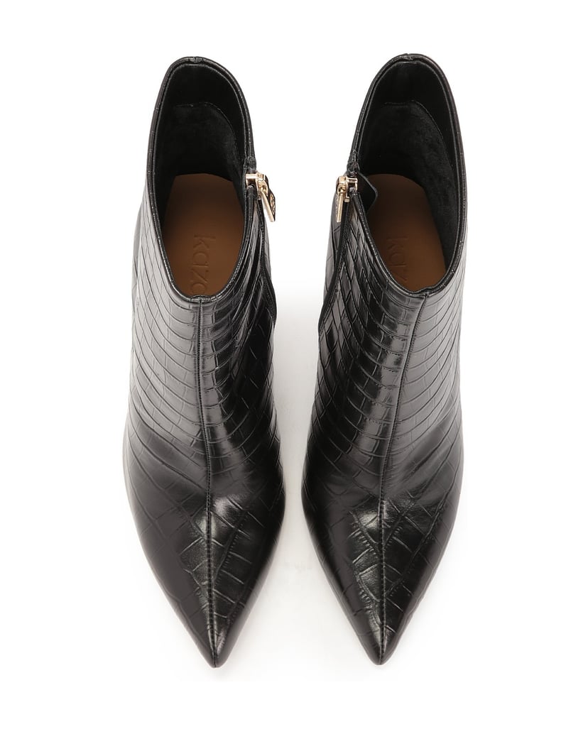 Kazar-Elegante-hohe-Stiletto-Stiefel-mit-Kroko-schwarz