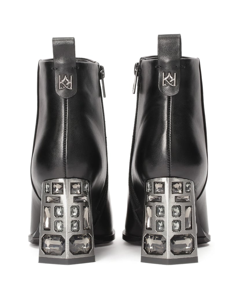 Kazar-Schwarze-Stiefel-mit-dekorativem-Absatz-schwarz