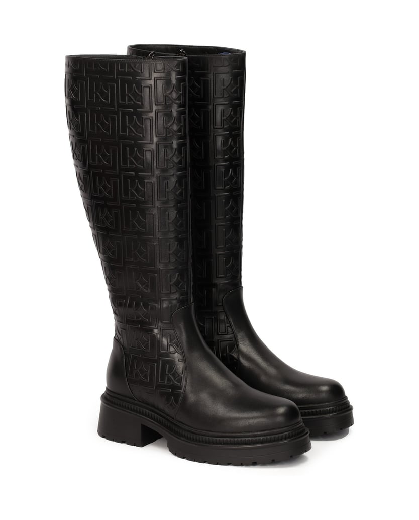 Kazar-Lederstiefel-mit-geprägtem-Muster-verzie