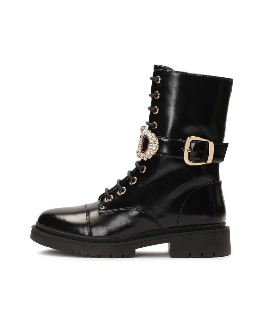 Kazar-Flat-boots-with-detachable-decorative-strap-černá