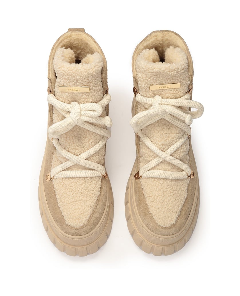 Kazar-Beigefarbene-Schneestiefel-aus-Wildleder-beige