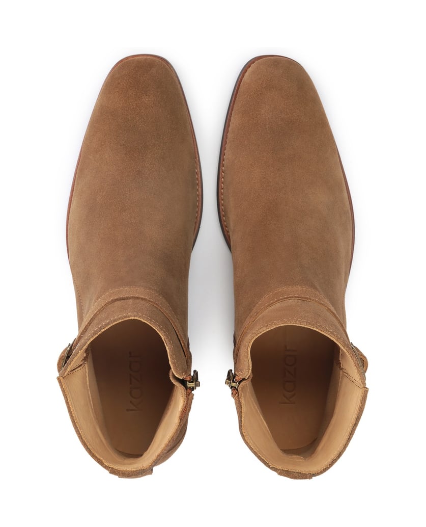 Kazar-Hellbraune-Wildlederstiefel-mit-Reißvers