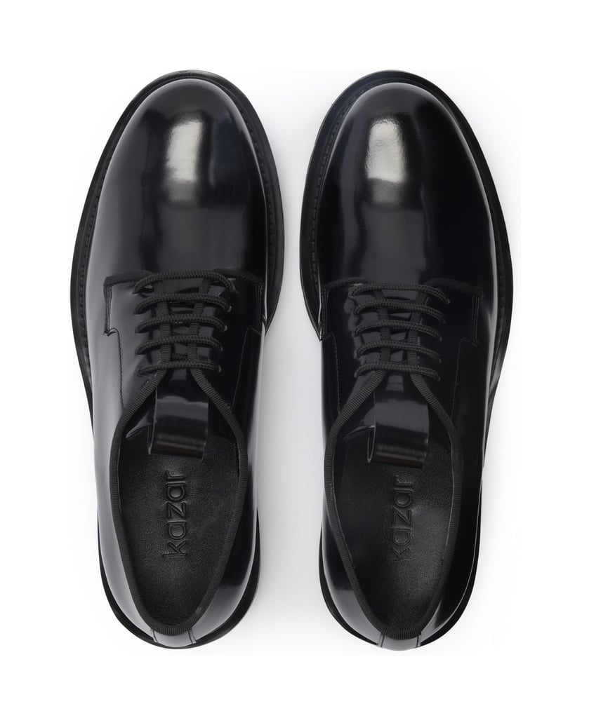 Kazar-Men’s-minimalistic-Derby-shoes-with-a-thick-grooved-sole-černá