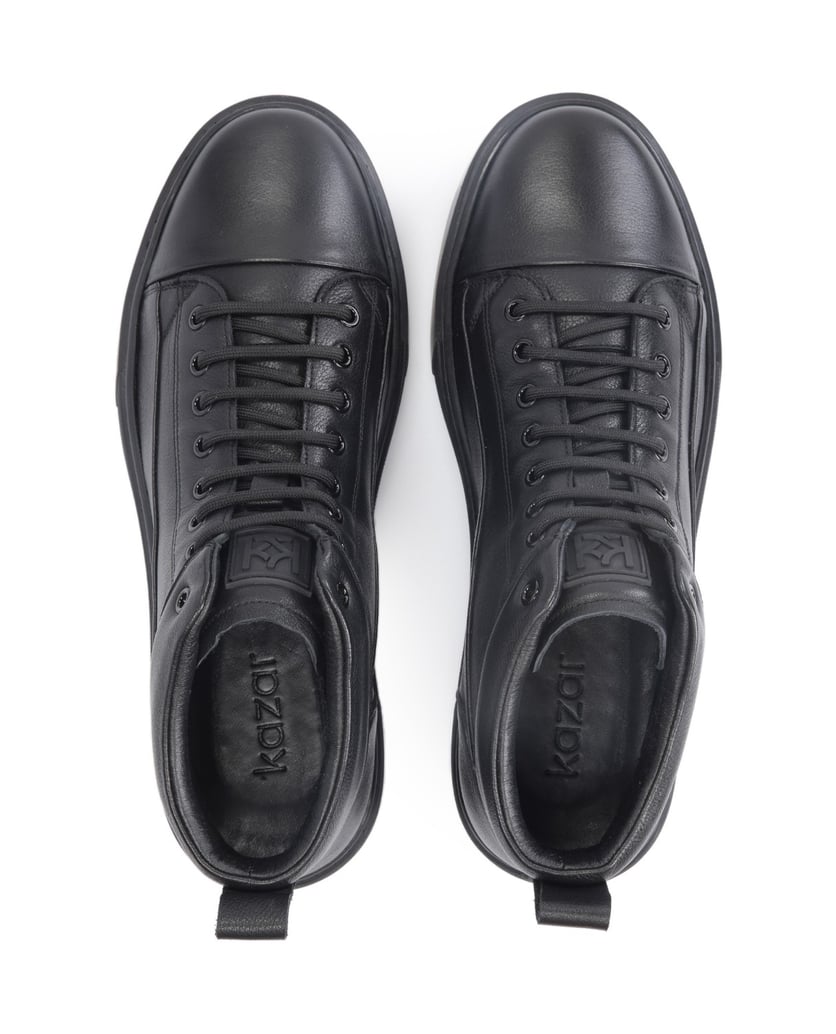 Kazar-Herrensneaker-aus-Leder-in-trendiger-Aus-schwarz