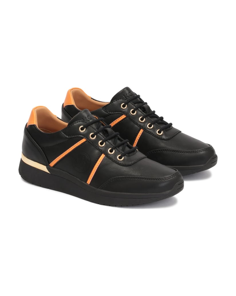 Kazar-Schwarze-Damen-Turnschuhe-mit-orangefarb