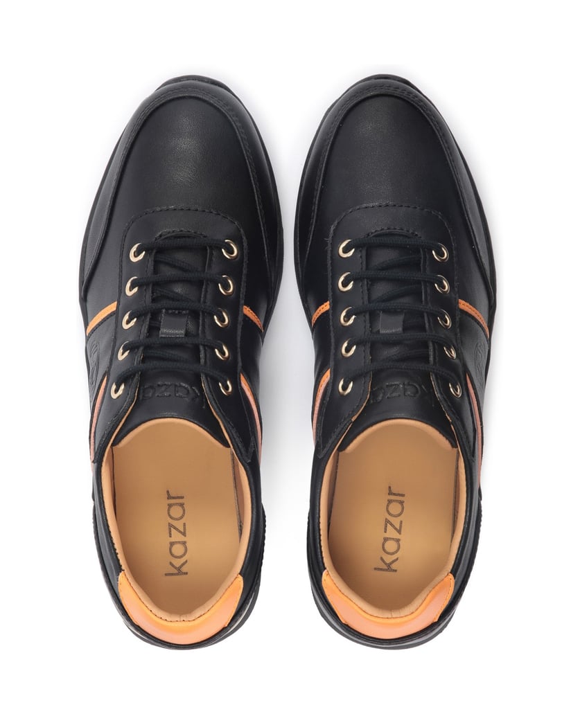 Kazar-Schwarze-Damen-Turnschuhe-mit-orangefarb