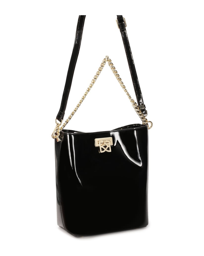 Kazar-Lackierte-Handtasche-mit-Kette-und-Klapp
