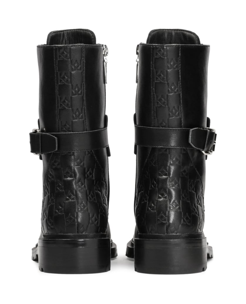 Kazar-Hohe-Damenstiefel-mit-Prägung-und-Metall