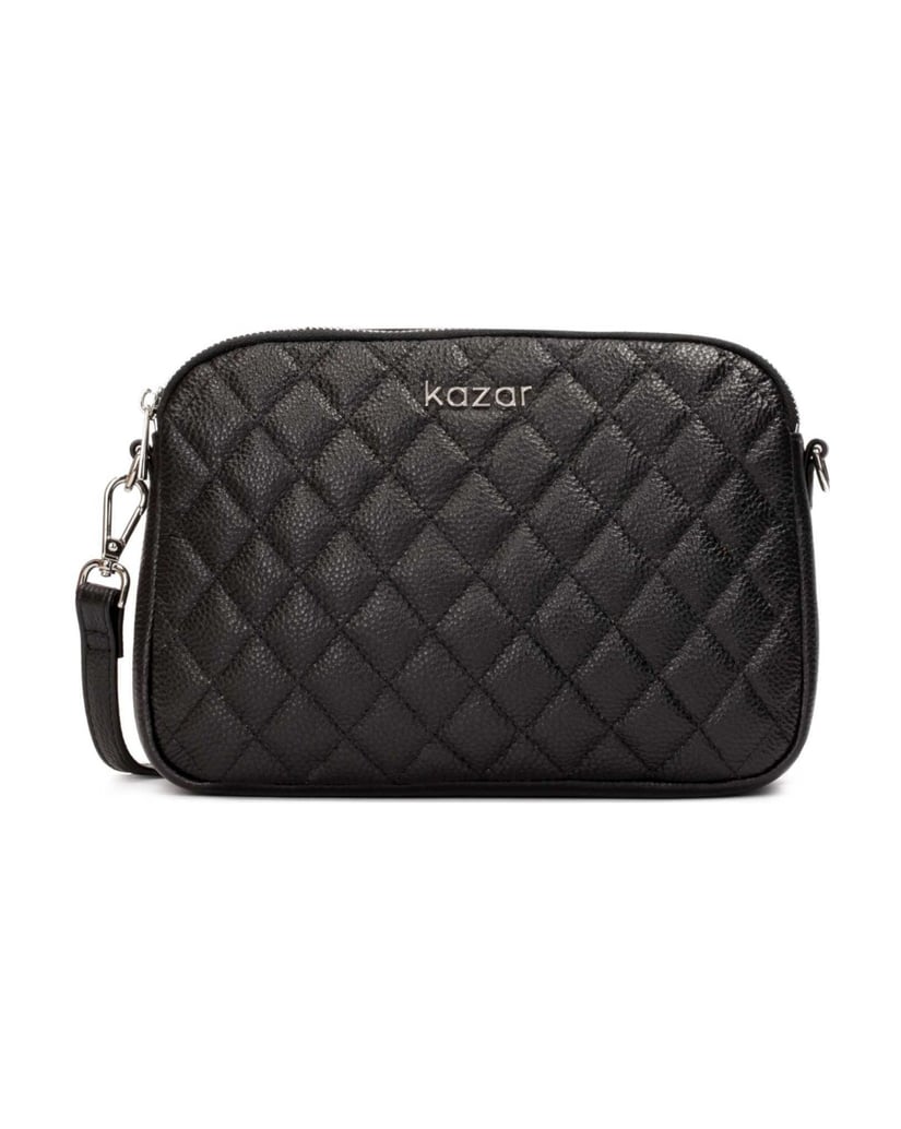 Kazar-Kleine-schwarze-Umhängetasche-mit-silber