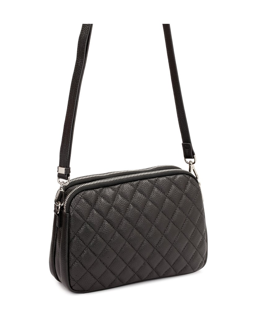 Kazar-Kleine-schwarze-Umhängetasche-mit-silber