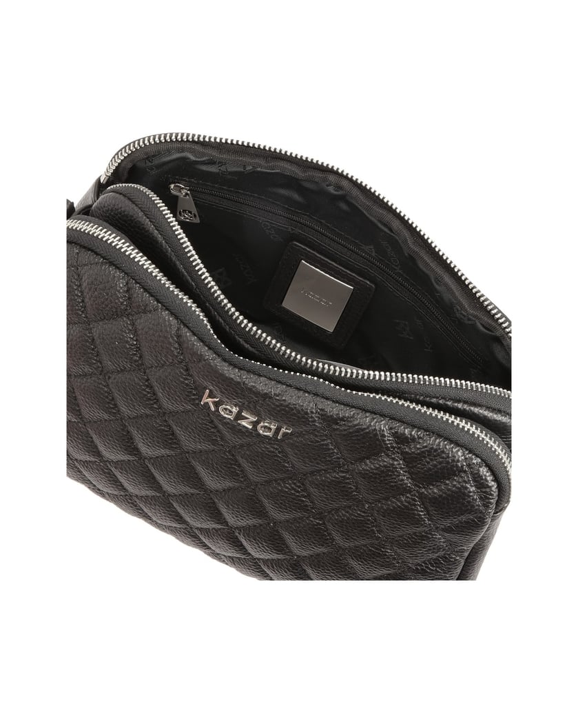 Kazar-Kleine-schwarze-Umhängetasche-mit-silber