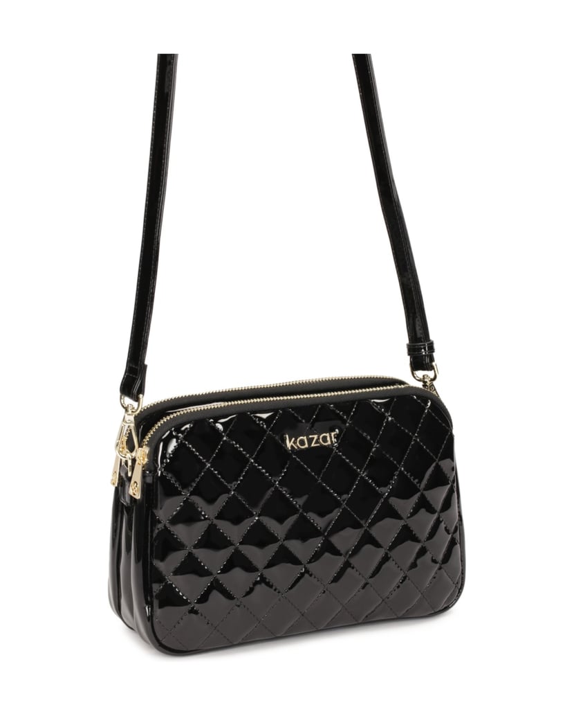 Kazar-Handtasche-mit-lackiertem-Gürtel-schwarz