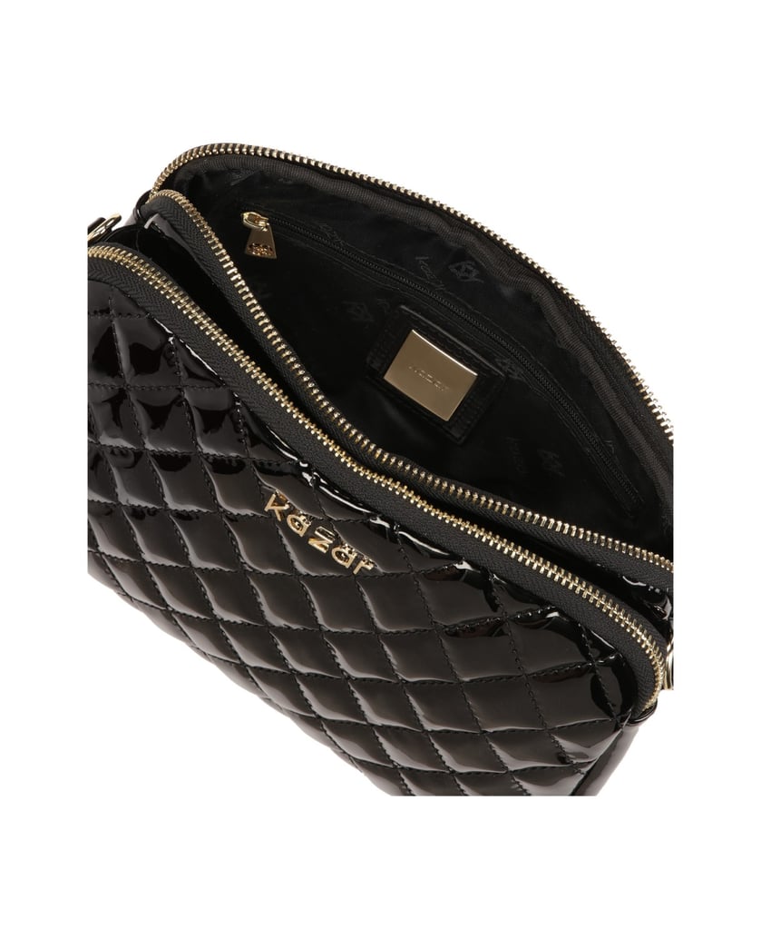 Kazar-Handtasche-mit-lackiertem-Gürtel-schwarz