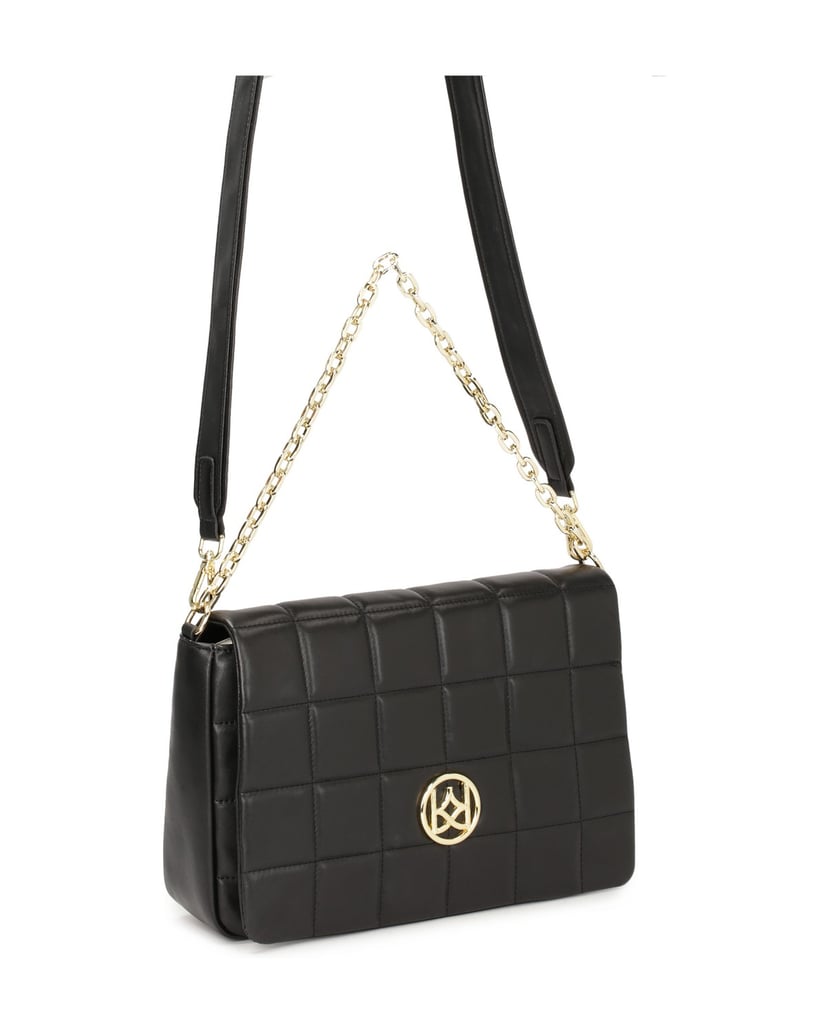 Kazar-Schwarze-Handtasche-mit-gesteppter-Klapp