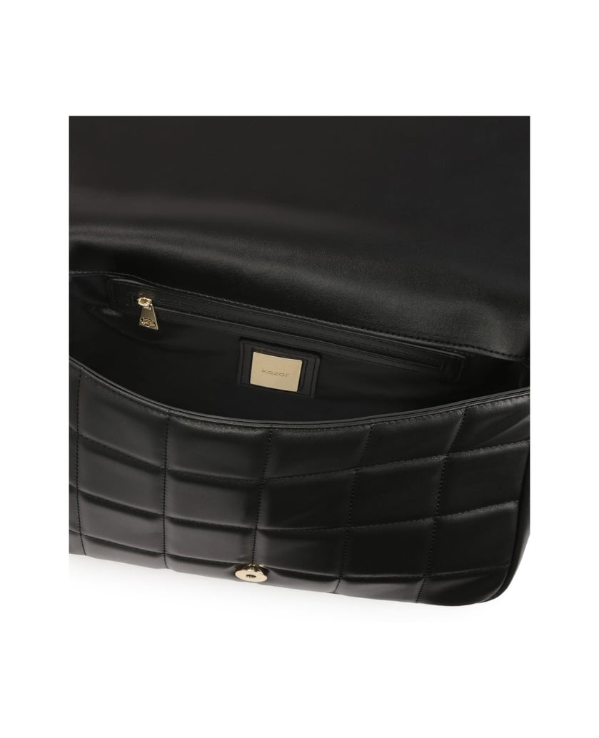 Kazar-Schwarze-Handtasche-mit-gesteppter-Klapp