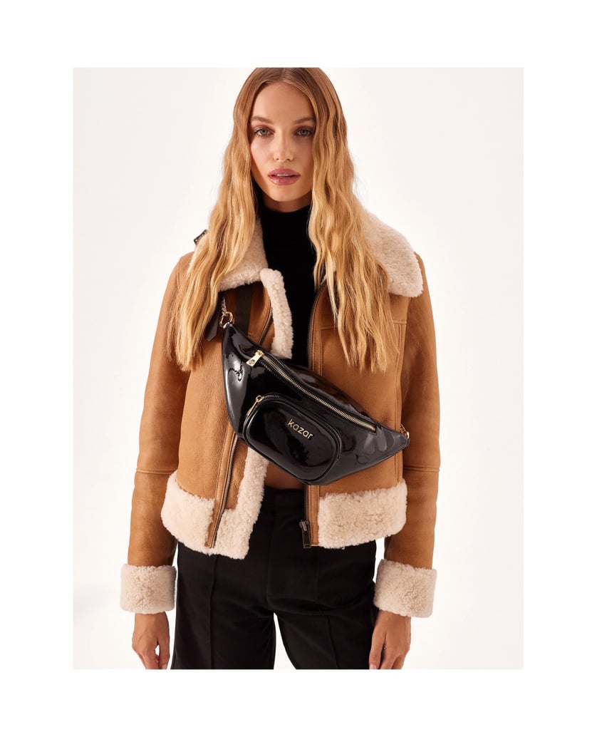 Kazar-Hüfttasche-aus-lackierter-Kette-mit-Lede