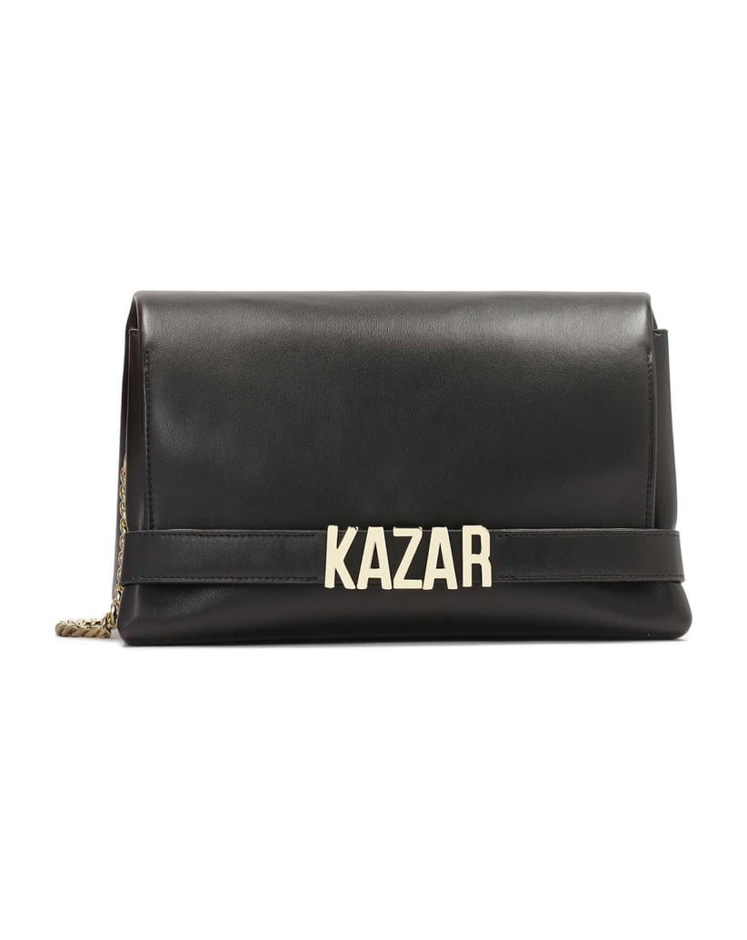 Kazar-Schwarze-geometrische-Handtasche-mit-Met