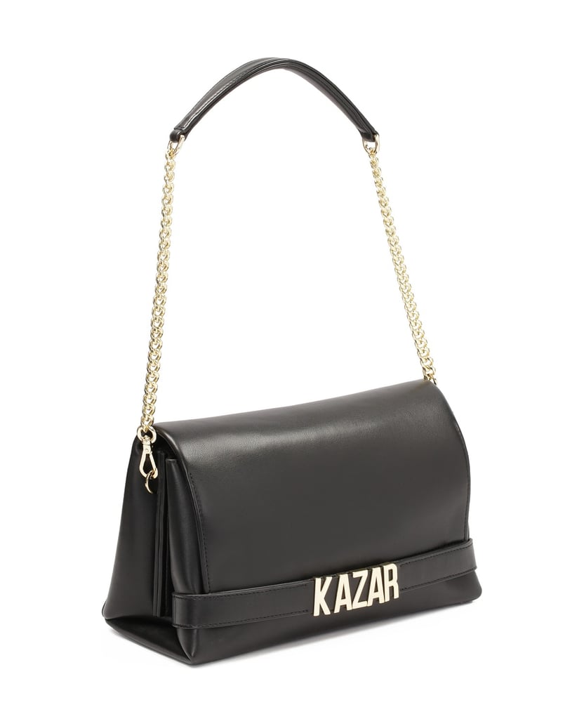 Kazar-Schwarze-geometrische-Handtasche-mit-Met