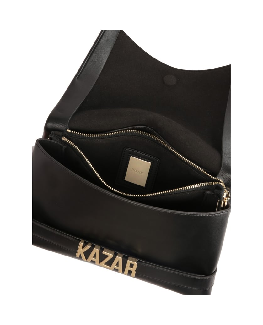 Kazar-Schwarze-geometrische-Handtasche-mit-Met