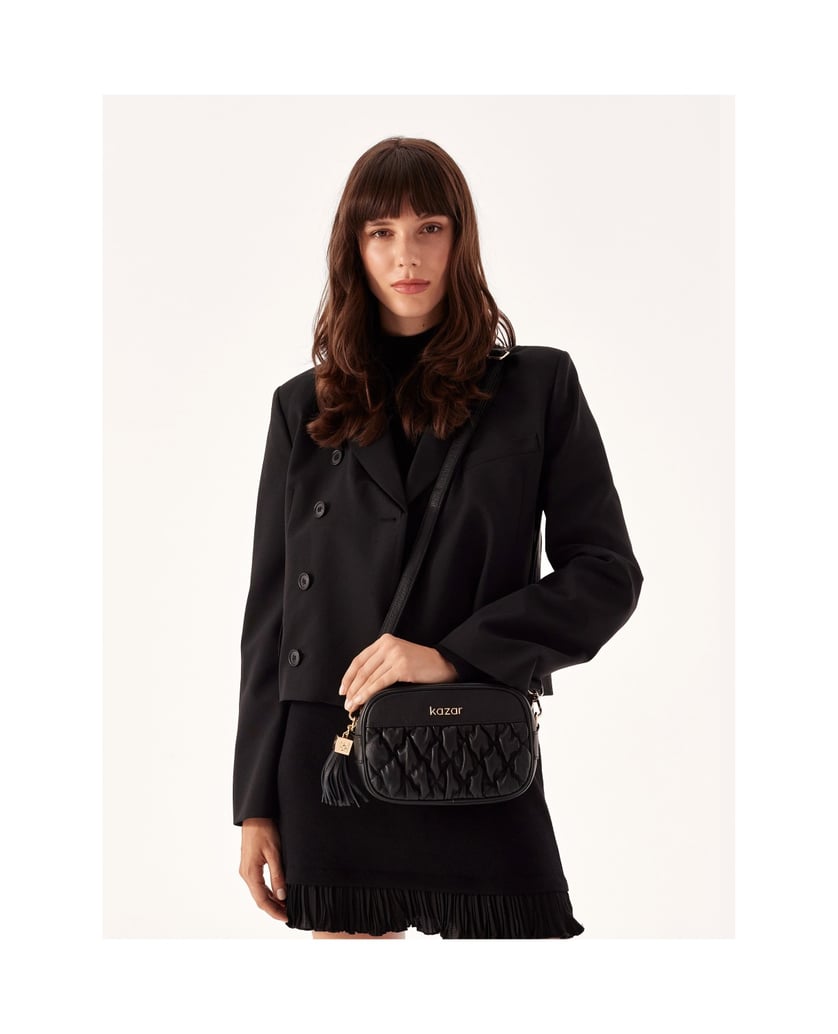Kazar-Schwarze-Handtasche-mit-Steppung-auf-der
