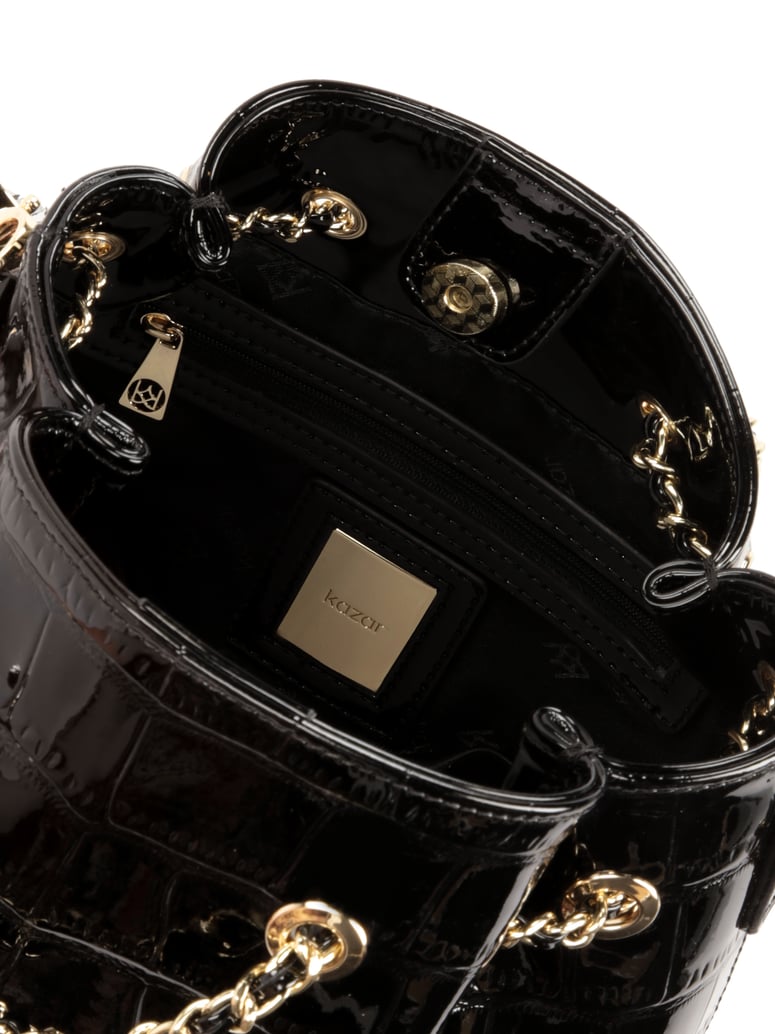 Kazar-Schwarze-Ledertasche-mit-abnehmbarem-Sch