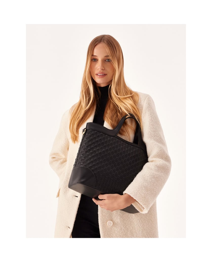 Kazar-Große-Handtasche-aus-Leder,-verziert-mit-schwarz