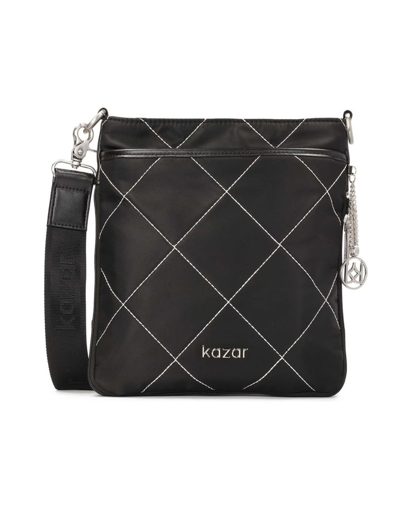 Kazar-Schwarze-Stoff-Kuriertasche-mit-breitem