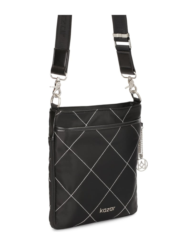 Kazar-Schwarze-Stoff-Kuriertasche-mit-breitem