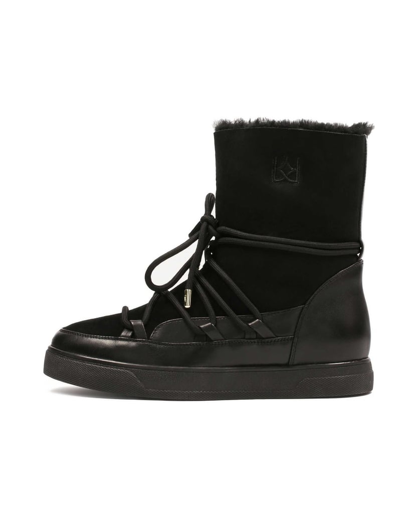 Kazar-Schwarze-Schneestiefel-mit-Obermaterial-schwarz