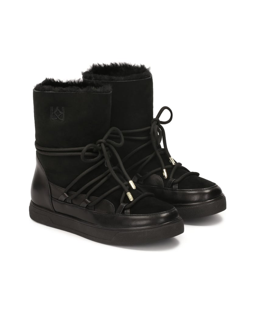 Kazar-Schwarze-Schneestiefel-mit-Obermaterial-schwarz