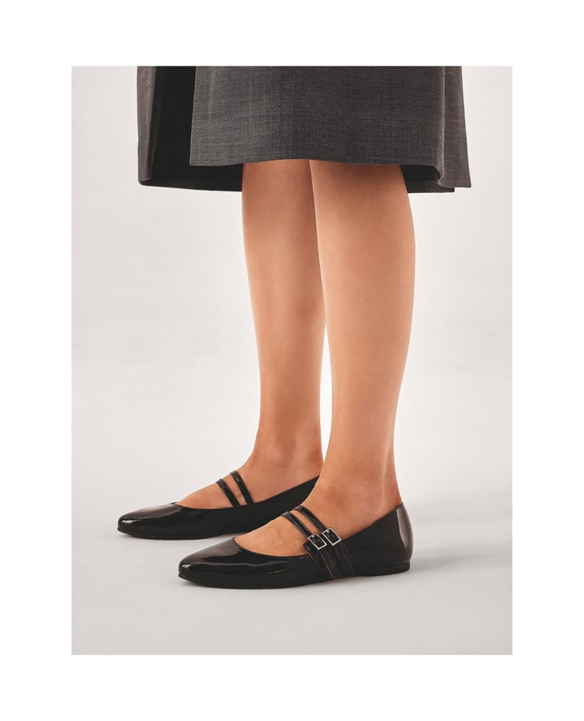 Kazar-Lackierte-Ballerinas-mit-zwei-Riemen-schwarz