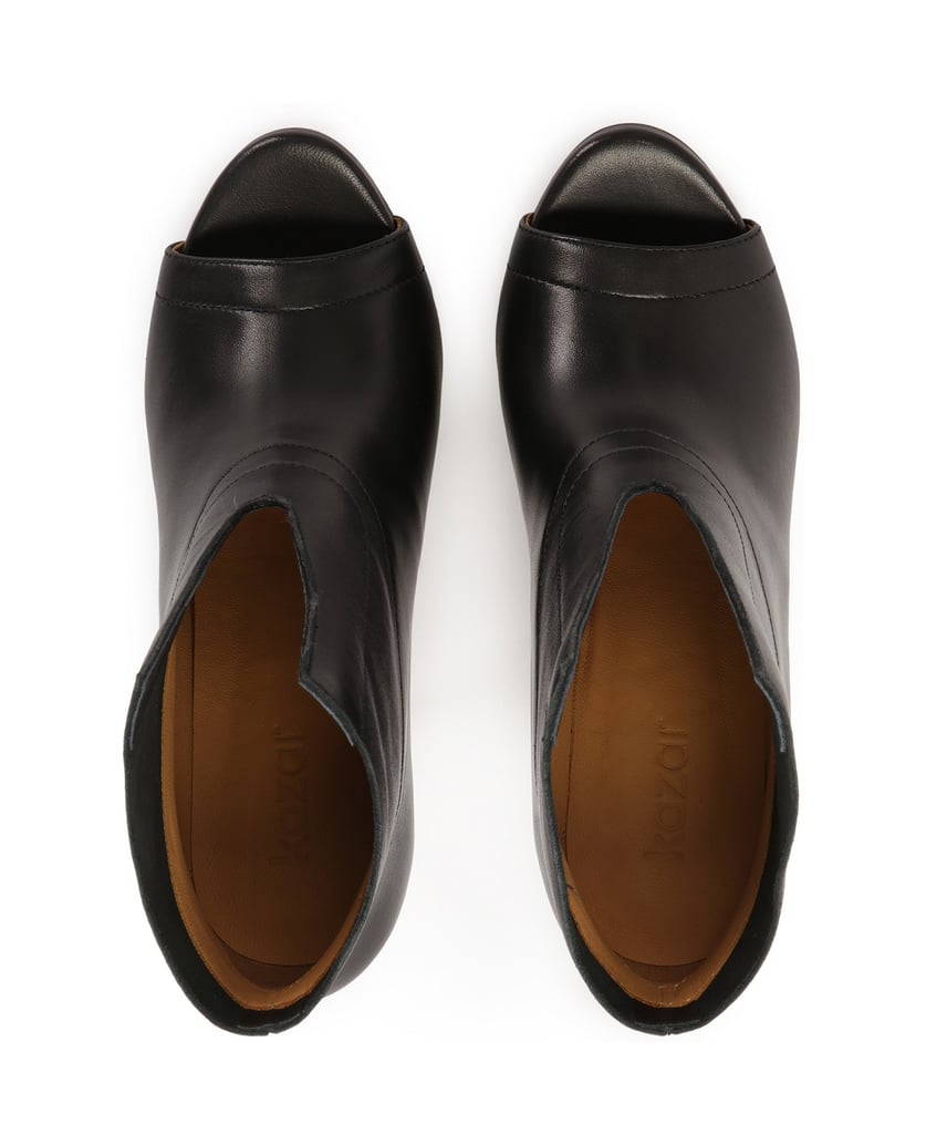 Kazar-Schwarze-Stiefel-mit-Peep-Toe-Absatz