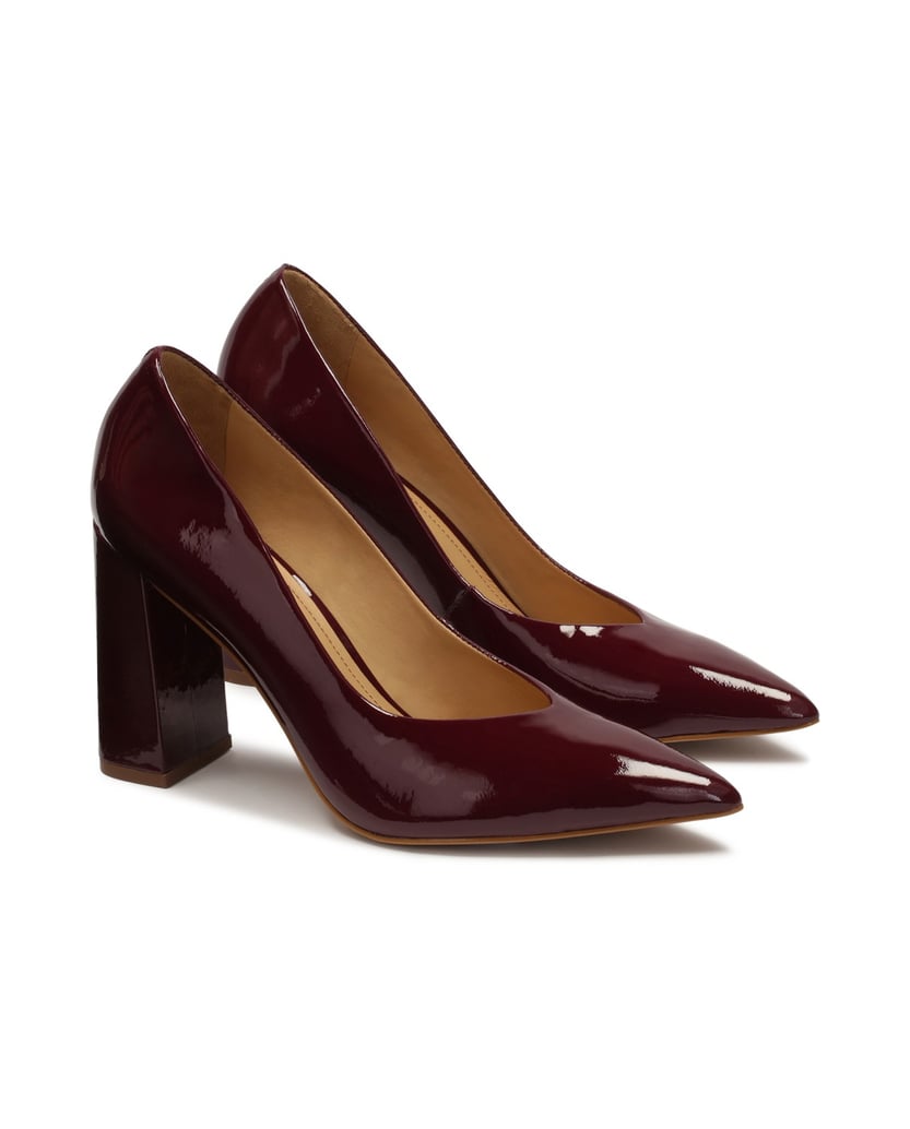 Kazar-Maroon-patent-leather-pumps-with-a-wide-heel-červená