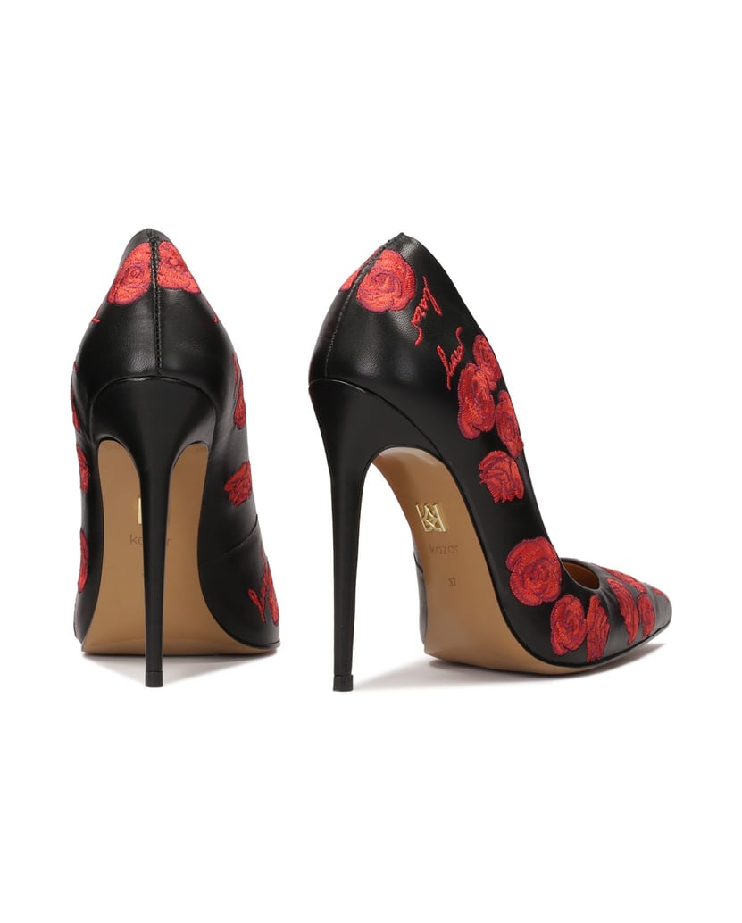 Kazar-Elegante-schwarze-Stilettos-mit-roten-Bl-schwarz