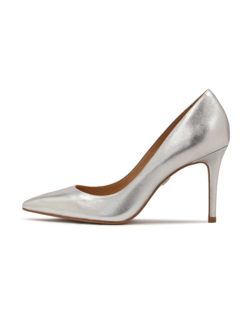 Kazar-Silver-leather-minimal-pumps-stříbrná