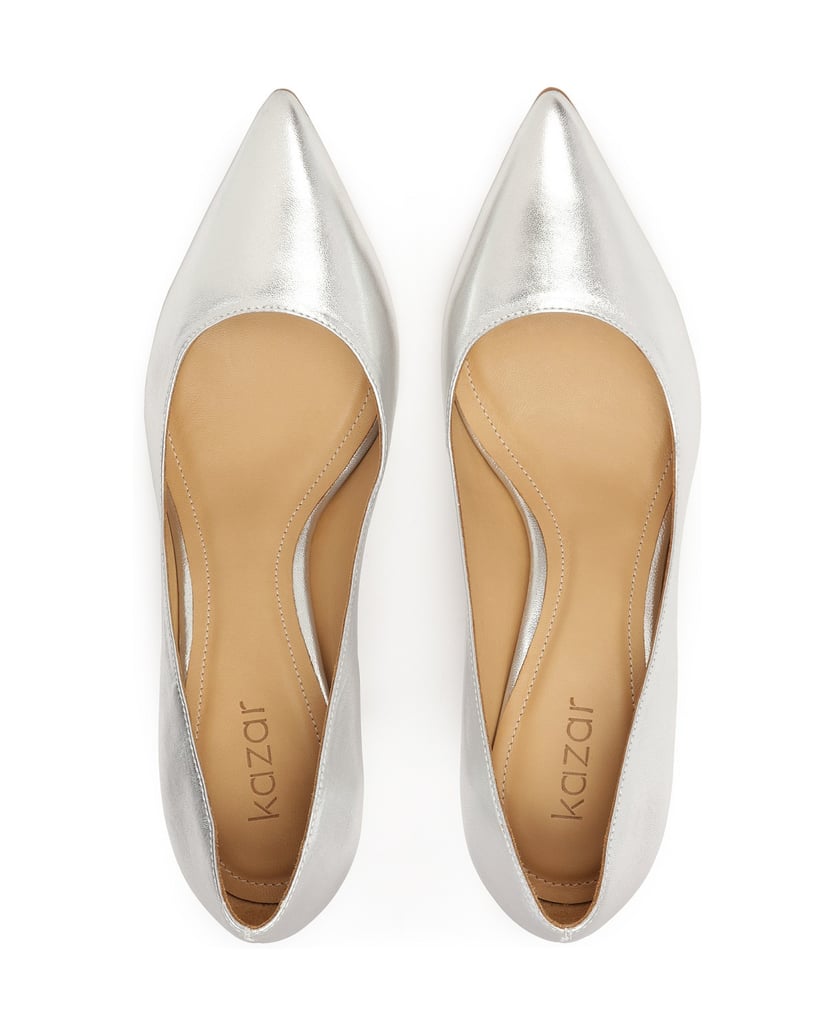 Kazar-Silver-leather-minimal-pumps-stříbrná