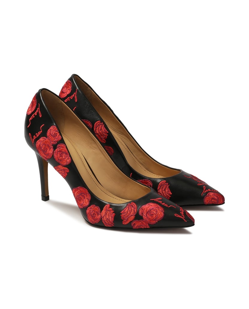 Kazar-Black-pumps-with-floral-embroidered-pattern-čierna