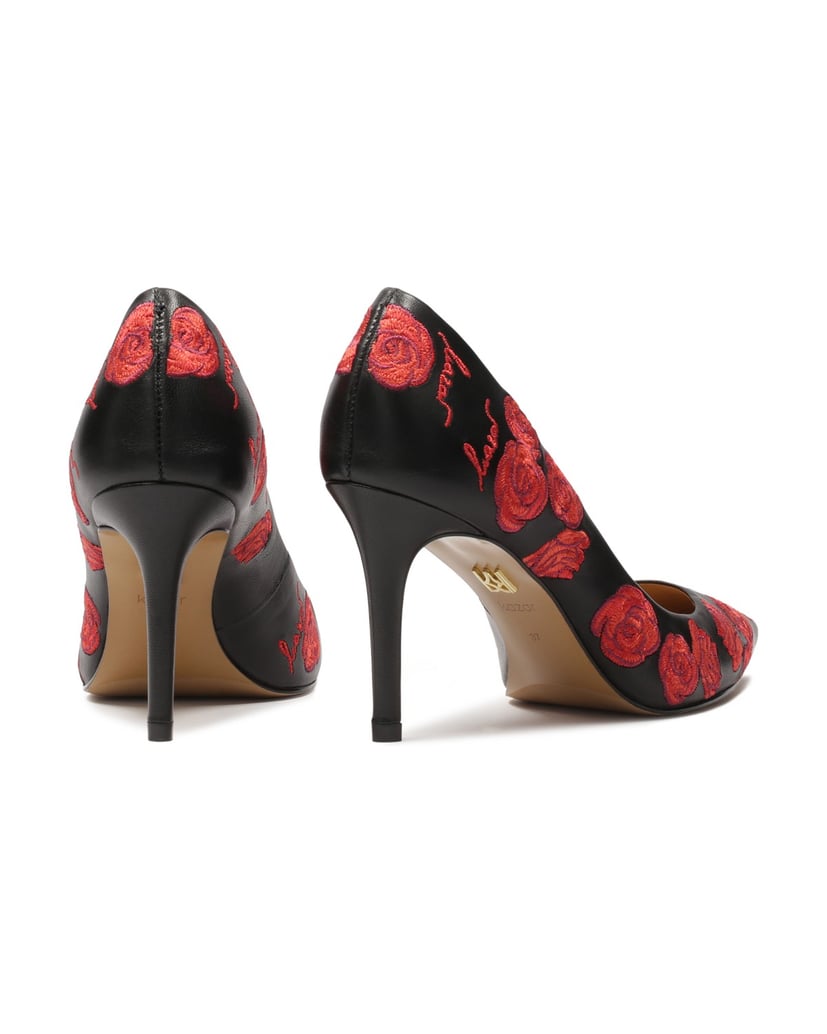Kazar-Black-pumps-with-floral-embroidered-pattern-čierna