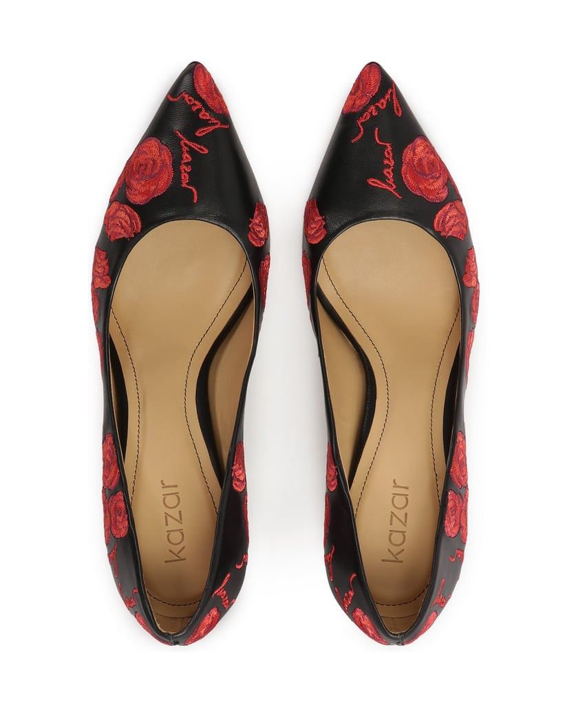 Kazar-Black-pumps-with-floral-embroidered-pattern-čierna