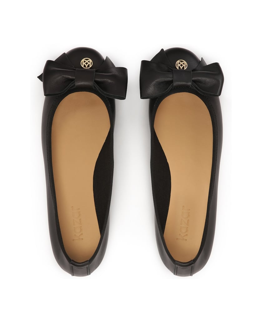 Kazar-Black-leather-ballerinas-with-a-big-bow-černá