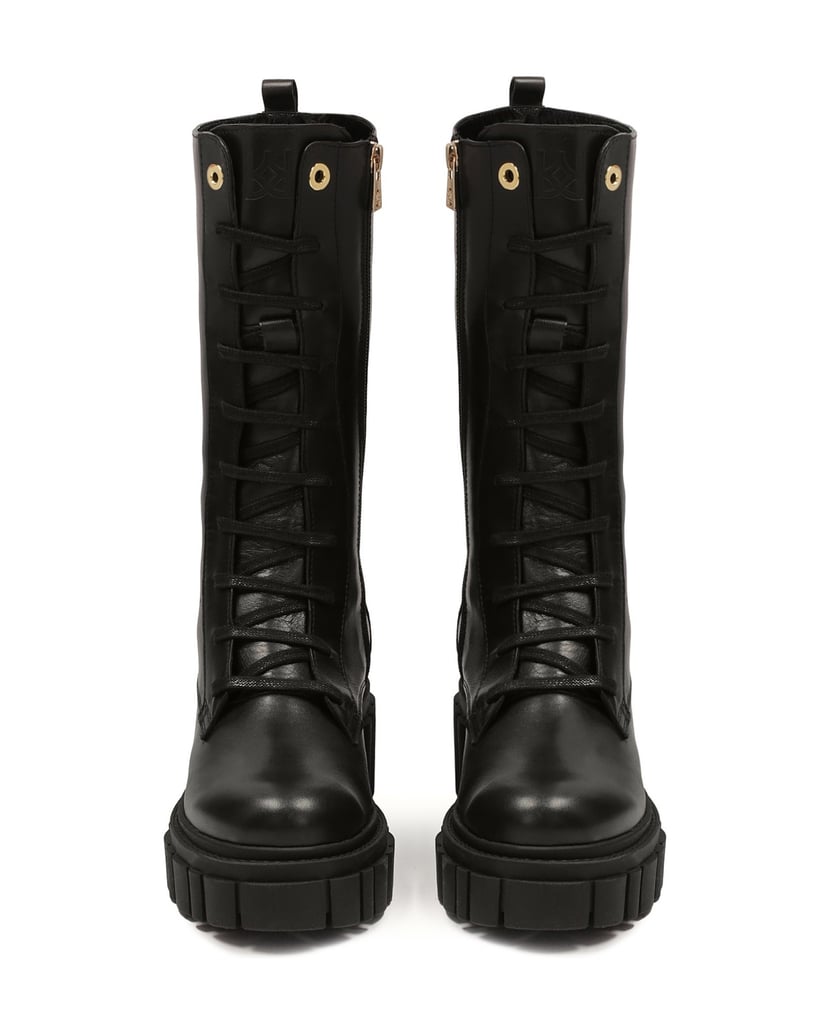 Kazar-Hohe-Lederstiefel-mit-dicker-Sohle-schwarz