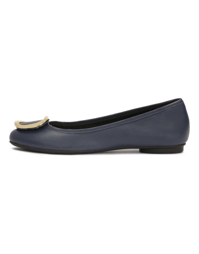 Kazar-Marineblaue-Leder-Ballerinas-mit-Metall--dunkelblau