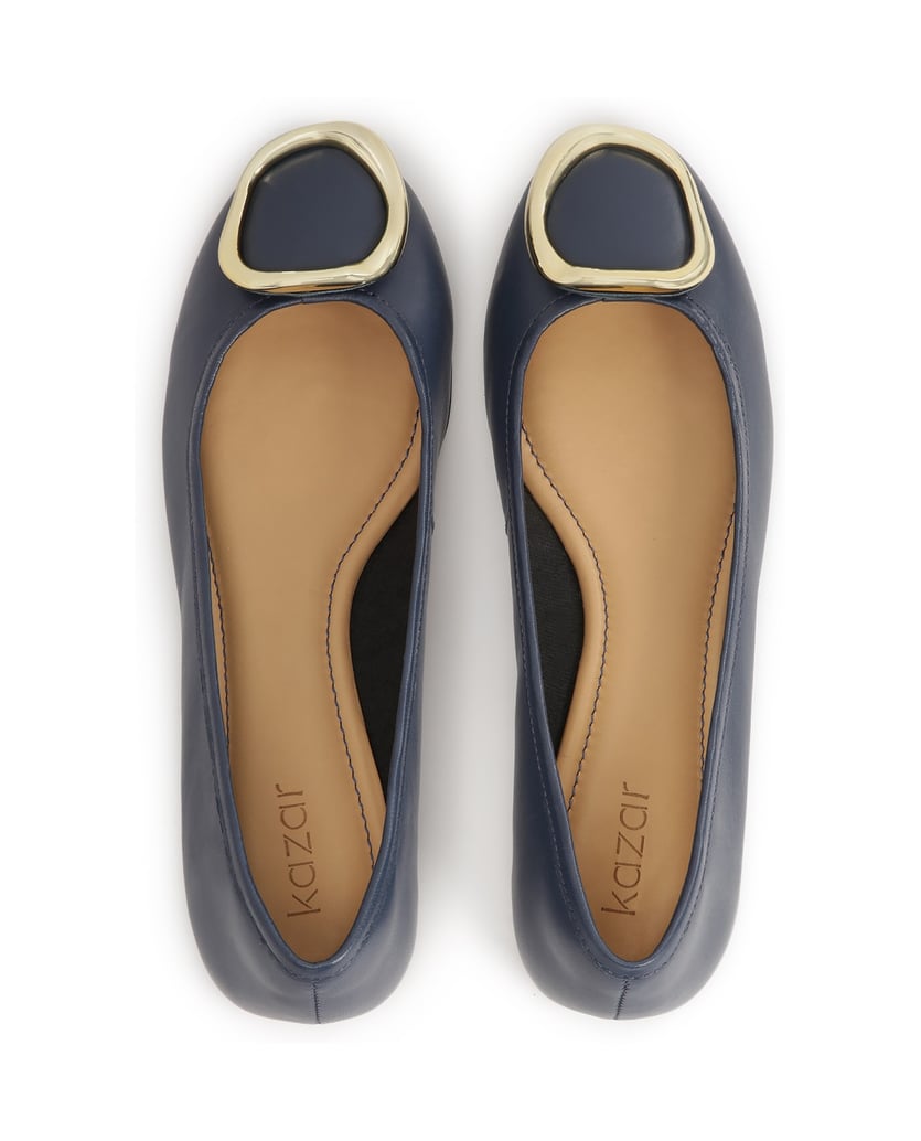Kazar-Marineblaue-Leder-Ballerinas-mit-Metall--dunkelblau